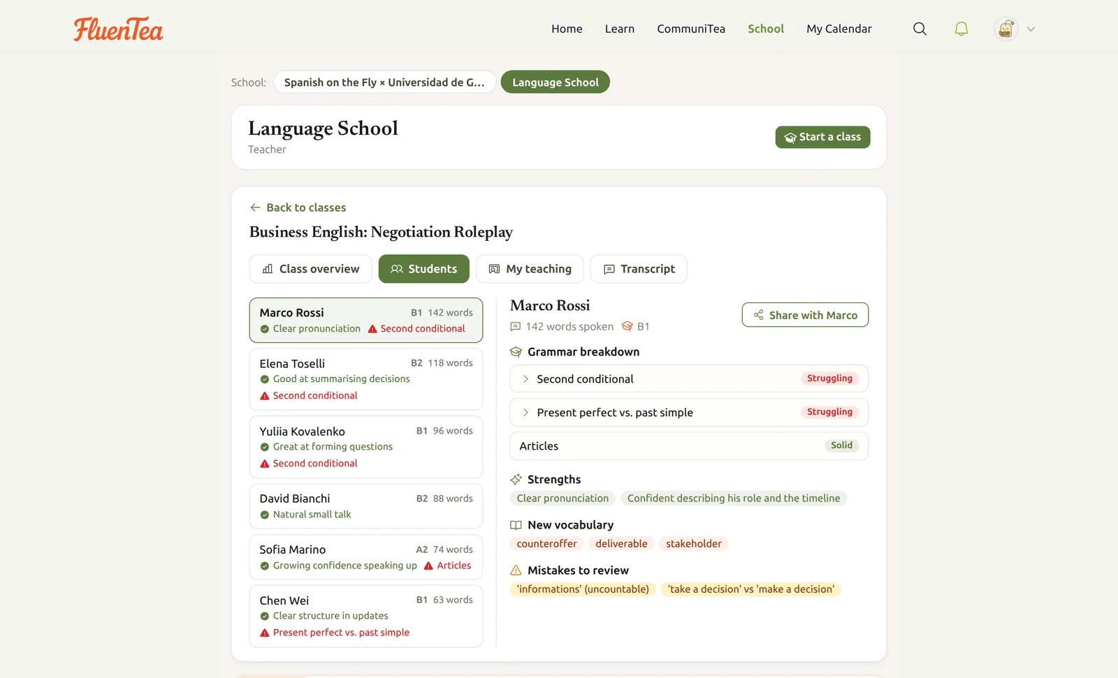 Per-student feedback